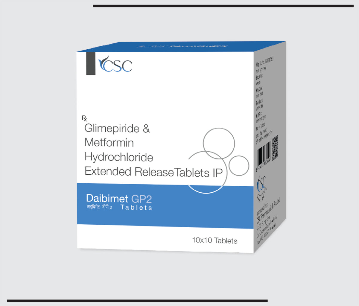 Daibimet GP2 (10x10) Metformin 500 mg, Glimepiride 2 mg by Csc