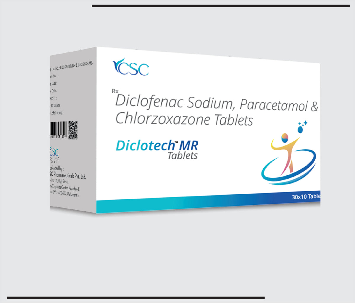 Diclotech MR (30x10) Diclofenac 50 mg, Paracetamol 325 mg, Chlorzoxazone 250 mg by Csc