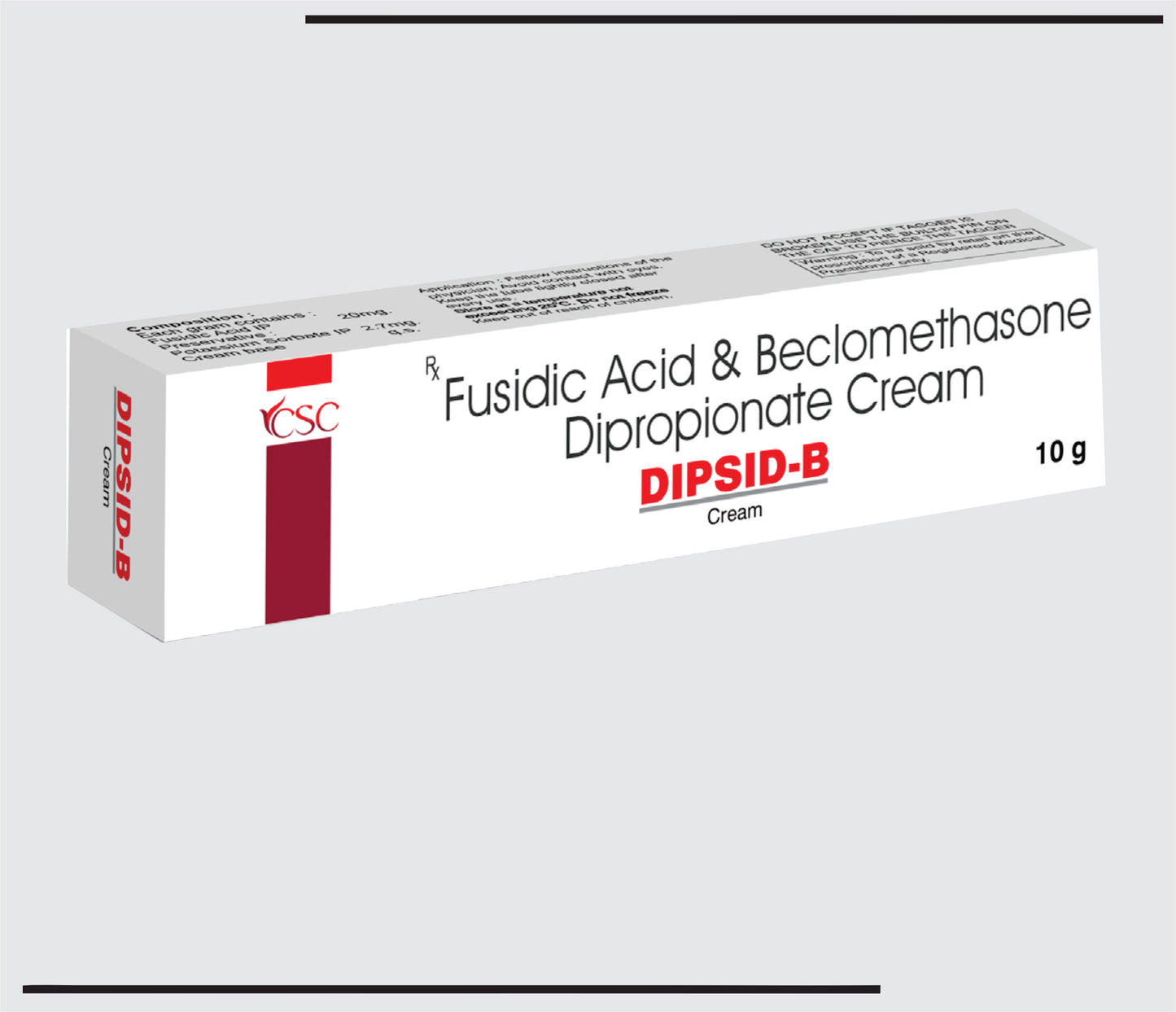Dipsid-B (10g) Fusidic Acid 2.00% w/w & Beclomethasone Dipropionate 0.025% w/w by CSC