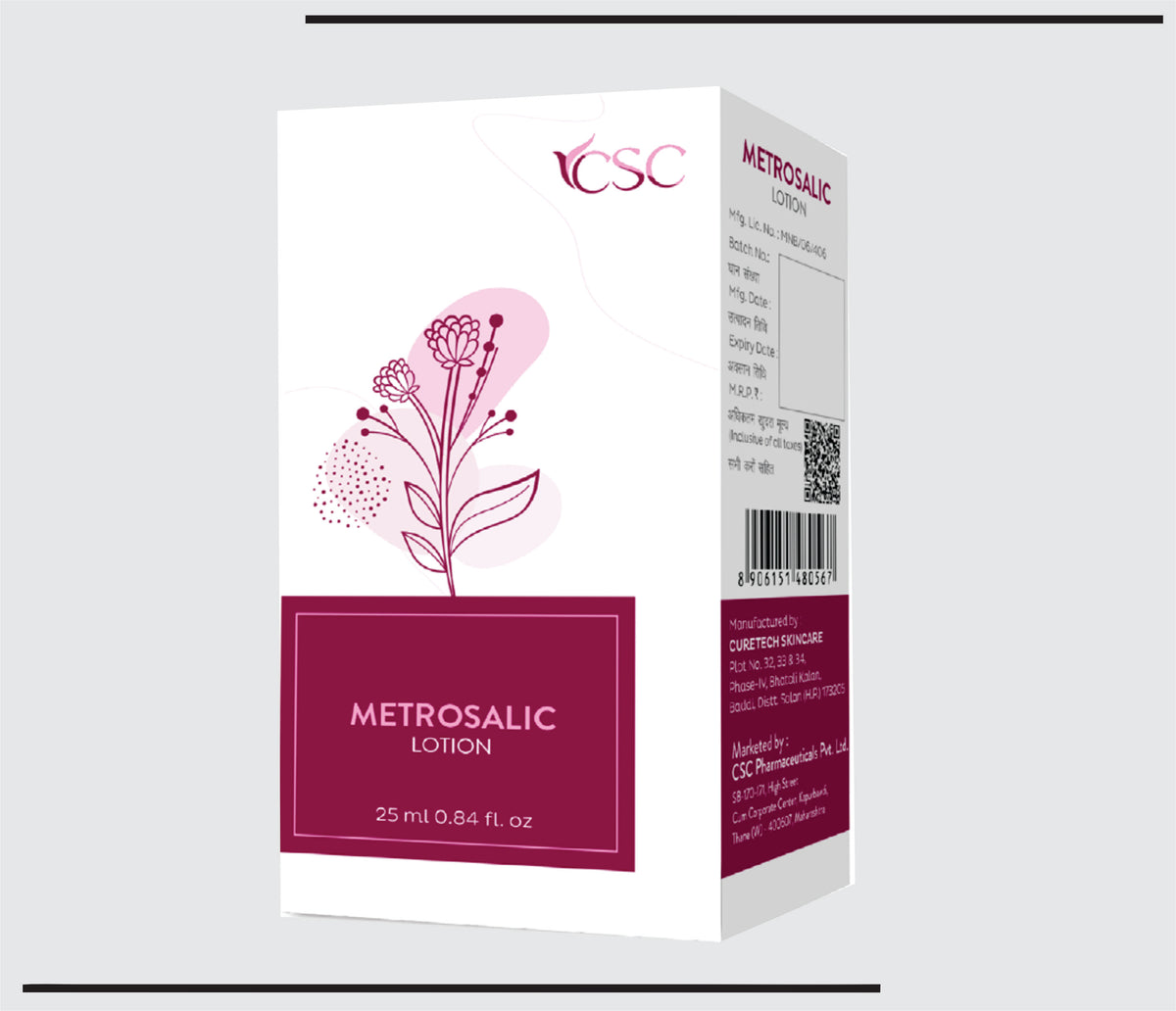 Metrosalic Lotion (25ml) Clobetasol Propionate 0.05%, Salicylic Acid 2% Lotion by Csc