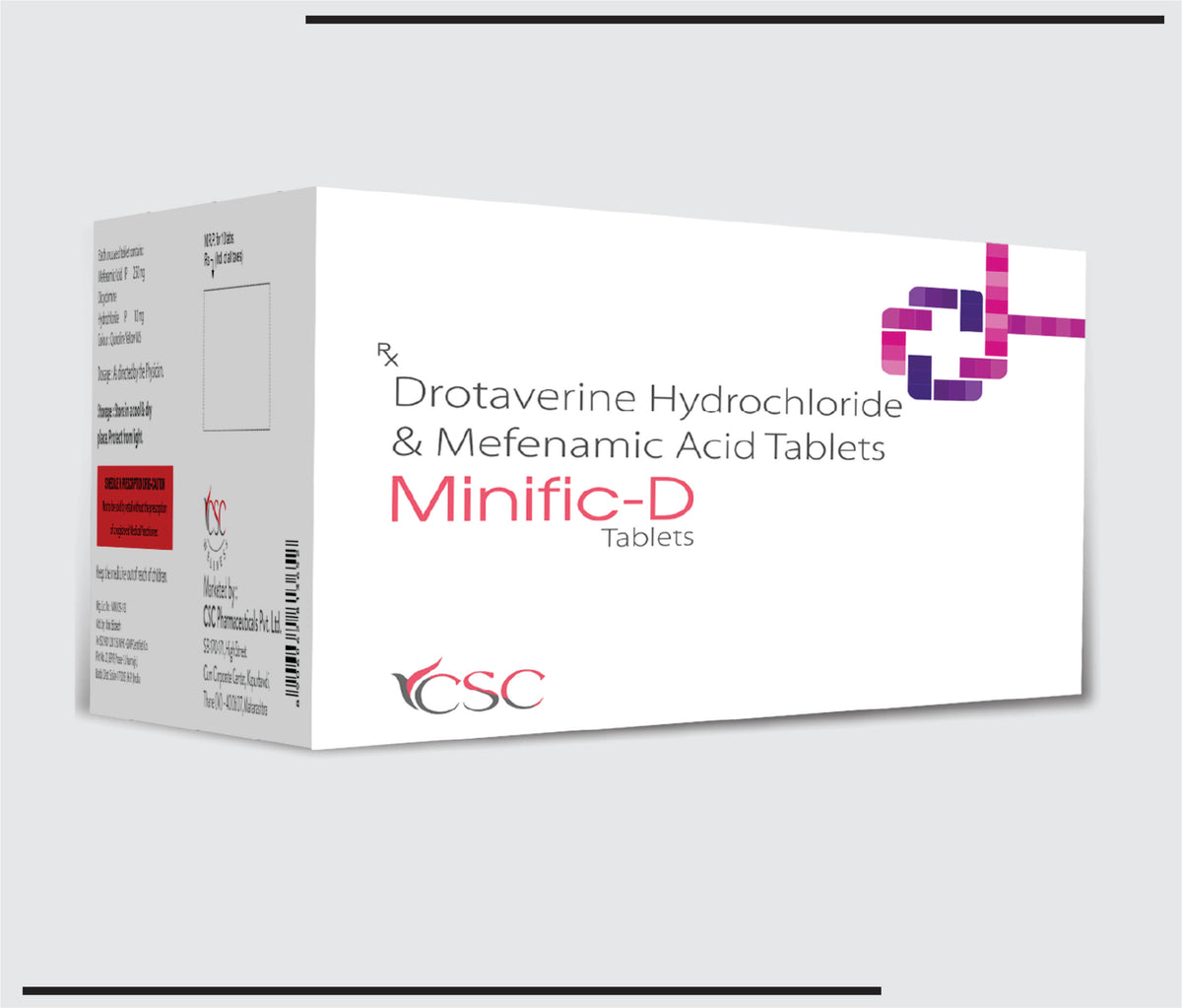 Minific D (20x10) Drotaverine 80 mg, Mefenamic Acid 250 mg by Csc