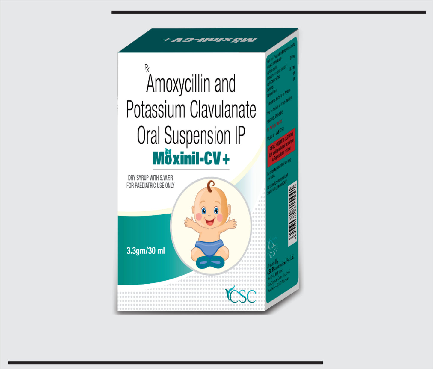 Moxinil CV + (30 ml ) Amoxycillin 200 mg, Clavulanic Acid 28.5 mg by Csc