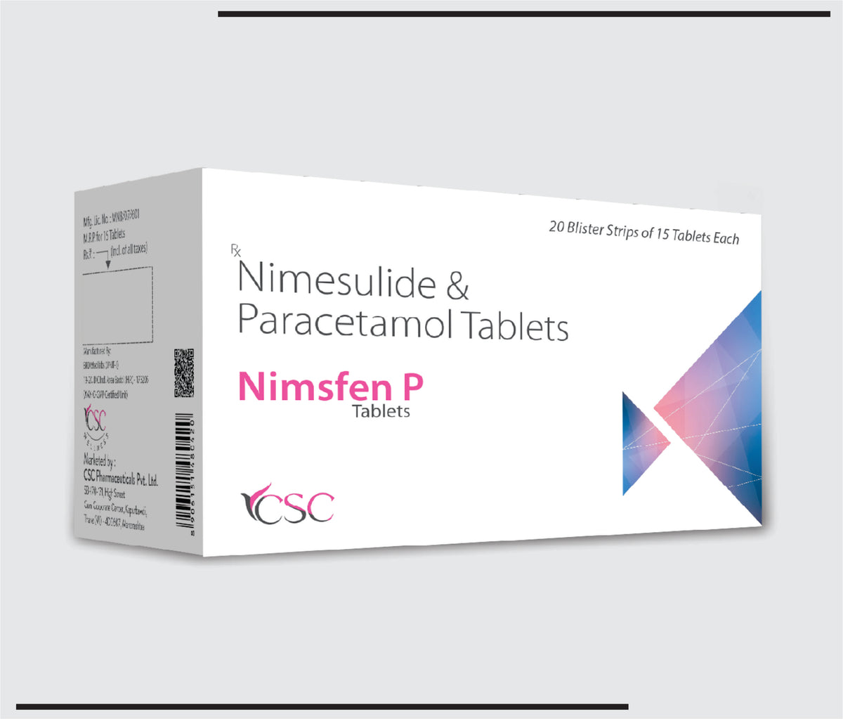 Nimsfen P (20x15) Nimesulide 100 mg, Paracetamol 325 mg Bilayered Tab by Csc