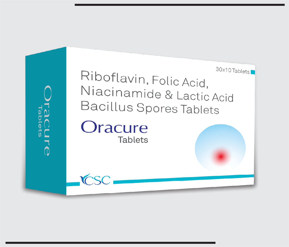 Oracure Tab. (30x10) Riboflavin + Folic Acid+ Niacinamide + Lactic acid Bacillus by Csc