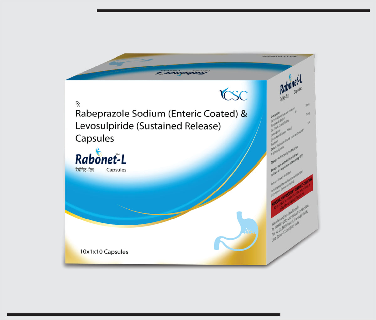 Rabonet L (10x1x10) Rabeprazole 20 mg, Levosulpiride 75 mg SR by Csc