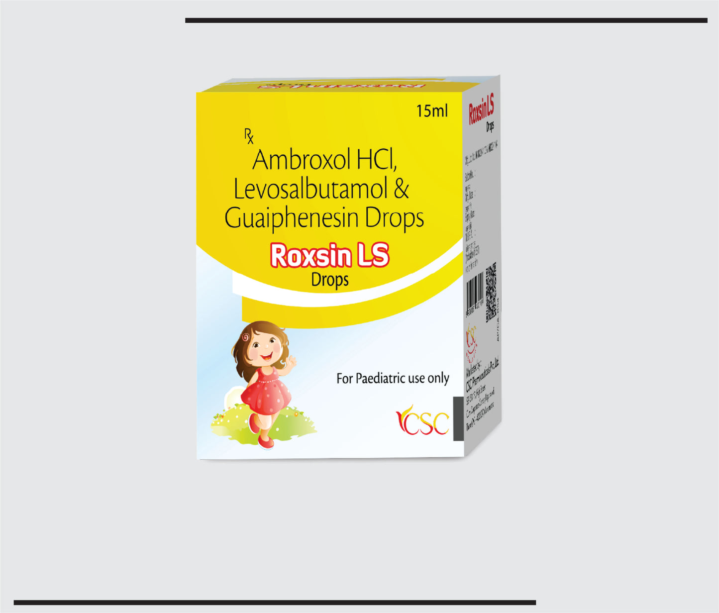 Roxsin-LS Drops (15ml) Levosalbutamol, Ambroxol, Guaifenesin Drops by Csc