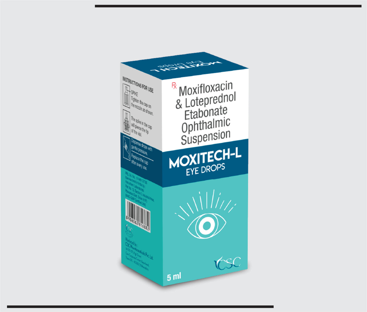 Moxitech L (5 ml) Moxifloxacin, Loteprednol Eye Drops by Csc