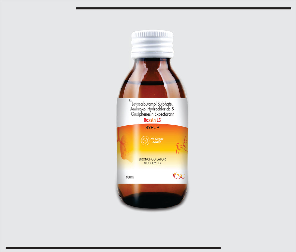 Roxsin-LS (100ml) Terbutaline 1.25 mg, Ambroxol 15 mg, Guaifenesin 50 mg, Menthol 2.5 mg Syr by Csc