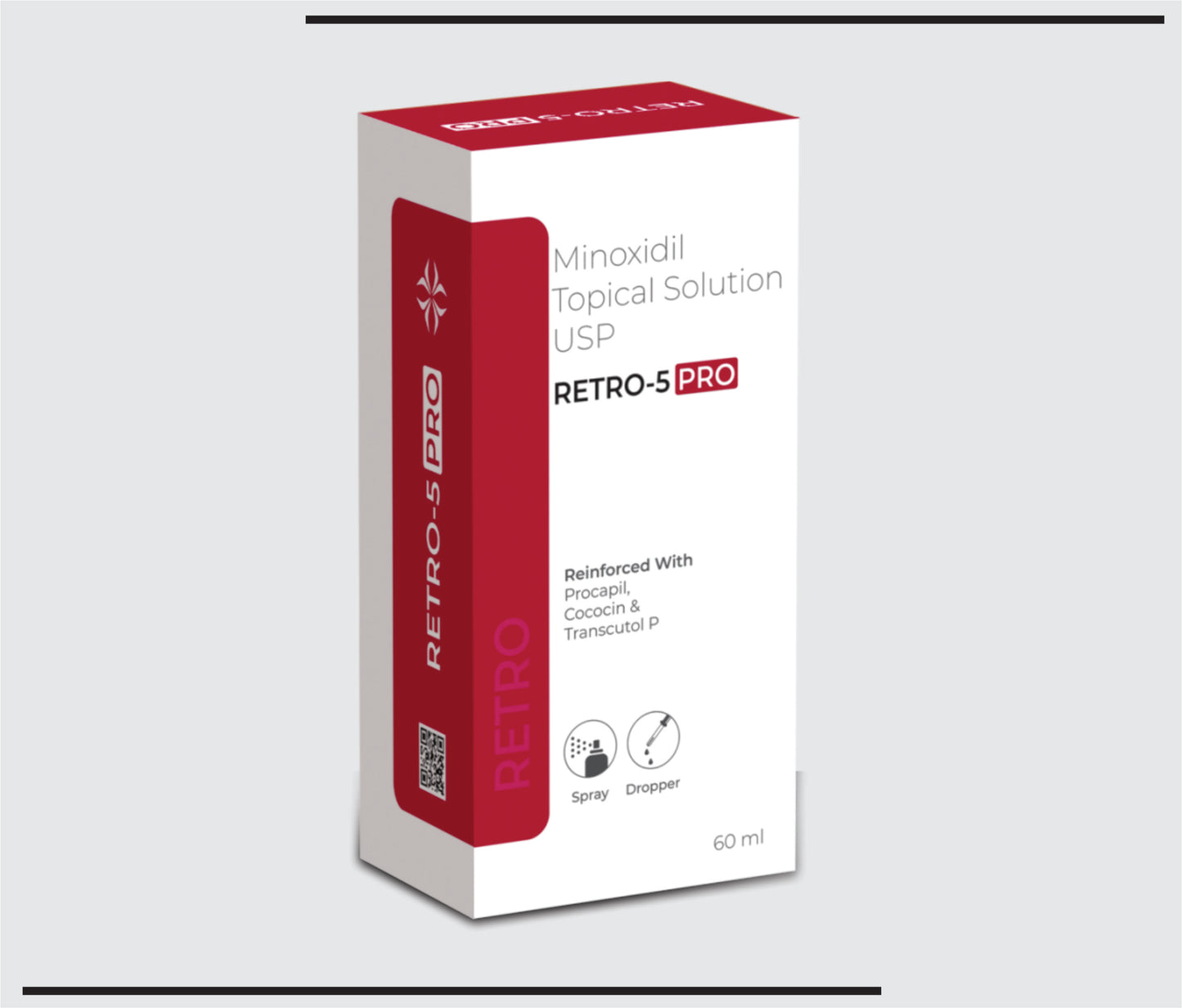 Retro 5 Pro (60ml)Minoxidil Solution 5% With Procapil Transutol P and Cococin by CSC