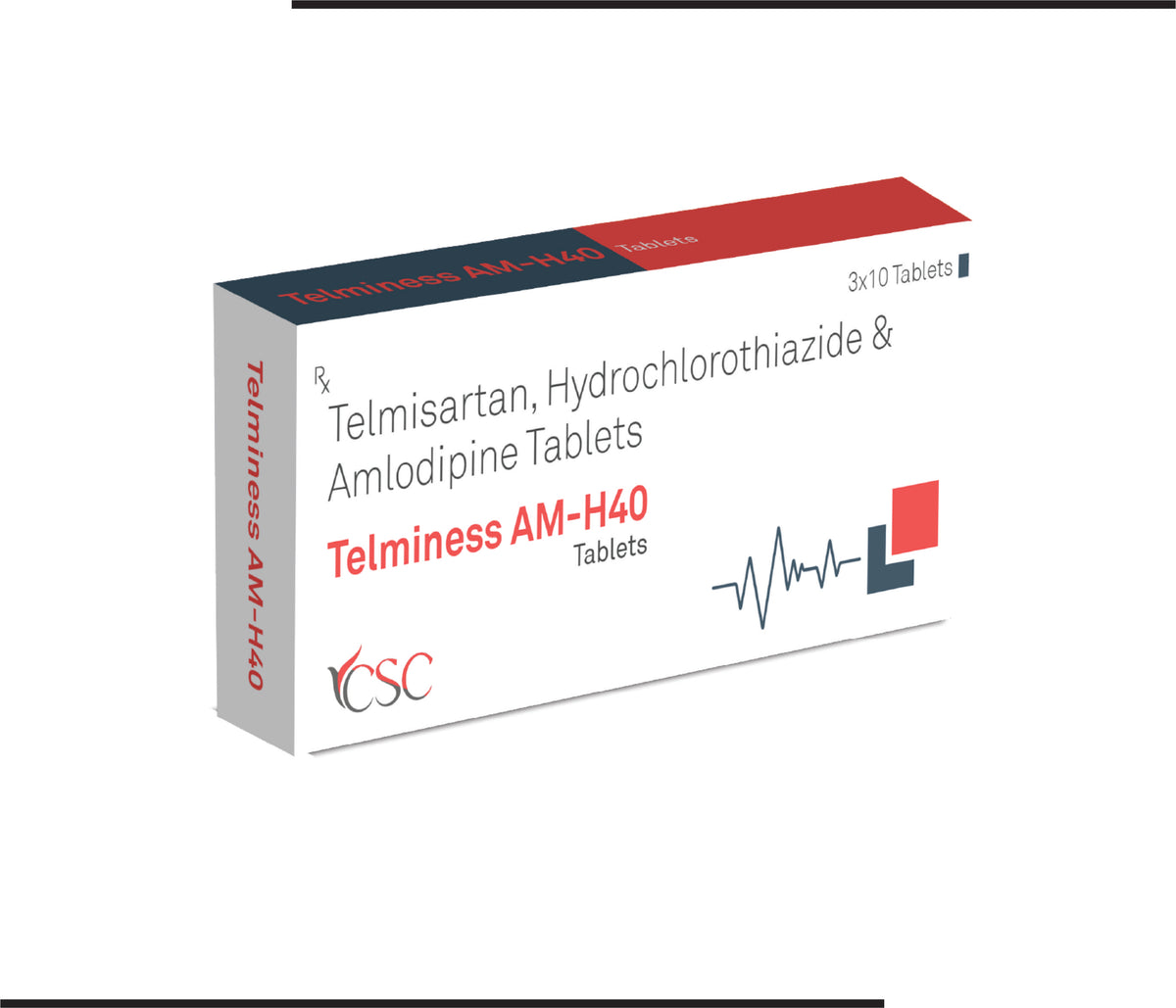 Telminess AM-H40 (10X3X10) Telmisartan 40 mg, Hydrochlorothiazide 12.5 mg, Amlodipine 5 mg by Csc