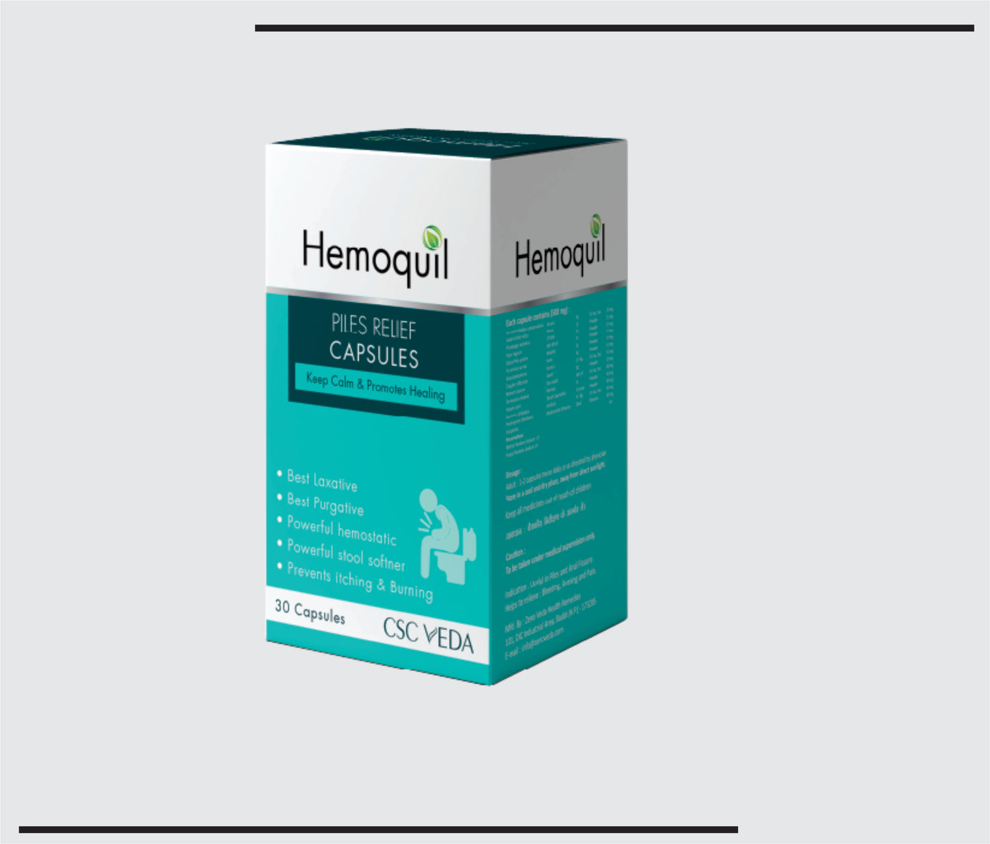 Hemoquil Cap (1x30) Ayurvedic medicine for piles related bleeding, burning and pain by CSC