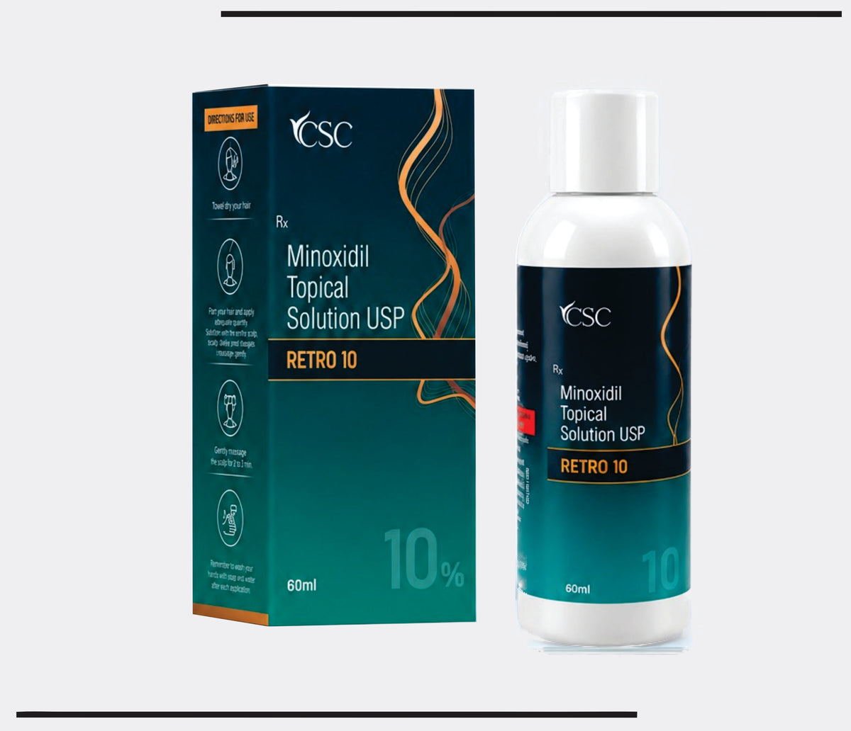 Retro 10 (60ml) Minoxidil 10% Solution by Csc