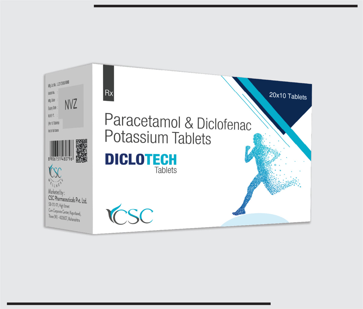 Diclotech (20x10) Diclofenac Potassium 50 mg + Paracetamol 325 mg by Csc