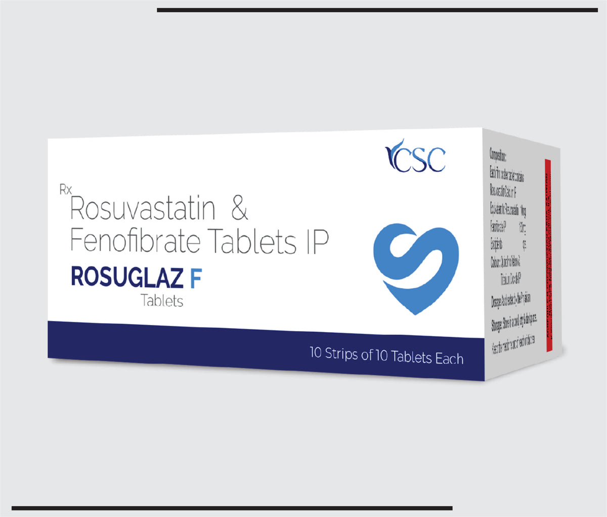 Rosuglaz F (10x10) Rosuvastatin 10 mg, Fenofibrate 160 mg by Csc