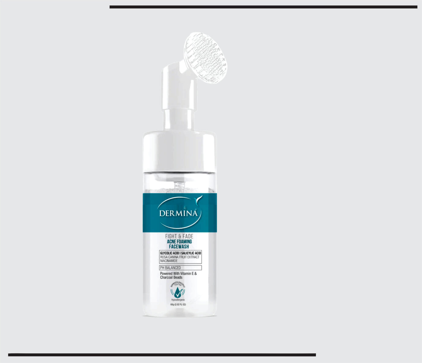 Dermina Fight & Fade Foaming Facewash (100ml) Glycolic Acid + Salicylic Acid + Rosa Canina Fruit extract and Niacinamide by CSC