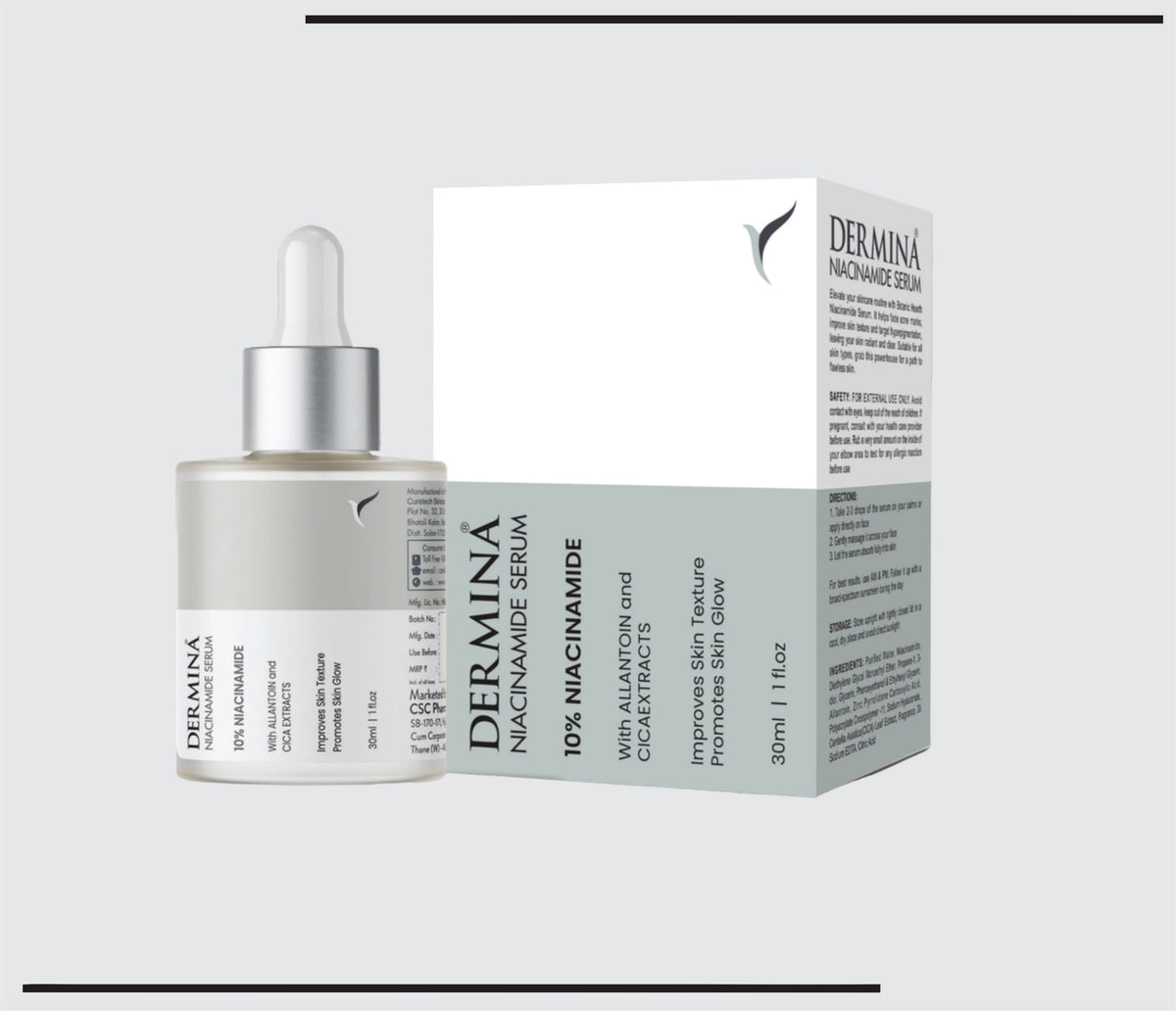 Niacinamide 10% Serum (30 ml) Niacinamide 10%, Hyaluronic Acid, N-Acetyl Glucosamine Serum by Csc