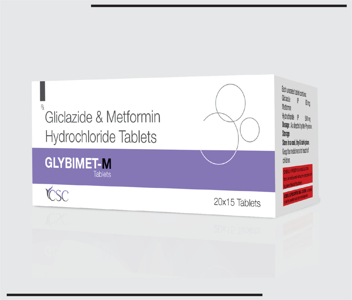 Glybimet-M (20x15) Metformin 500 mg, Gliclazide 80 mg Tab by Csc