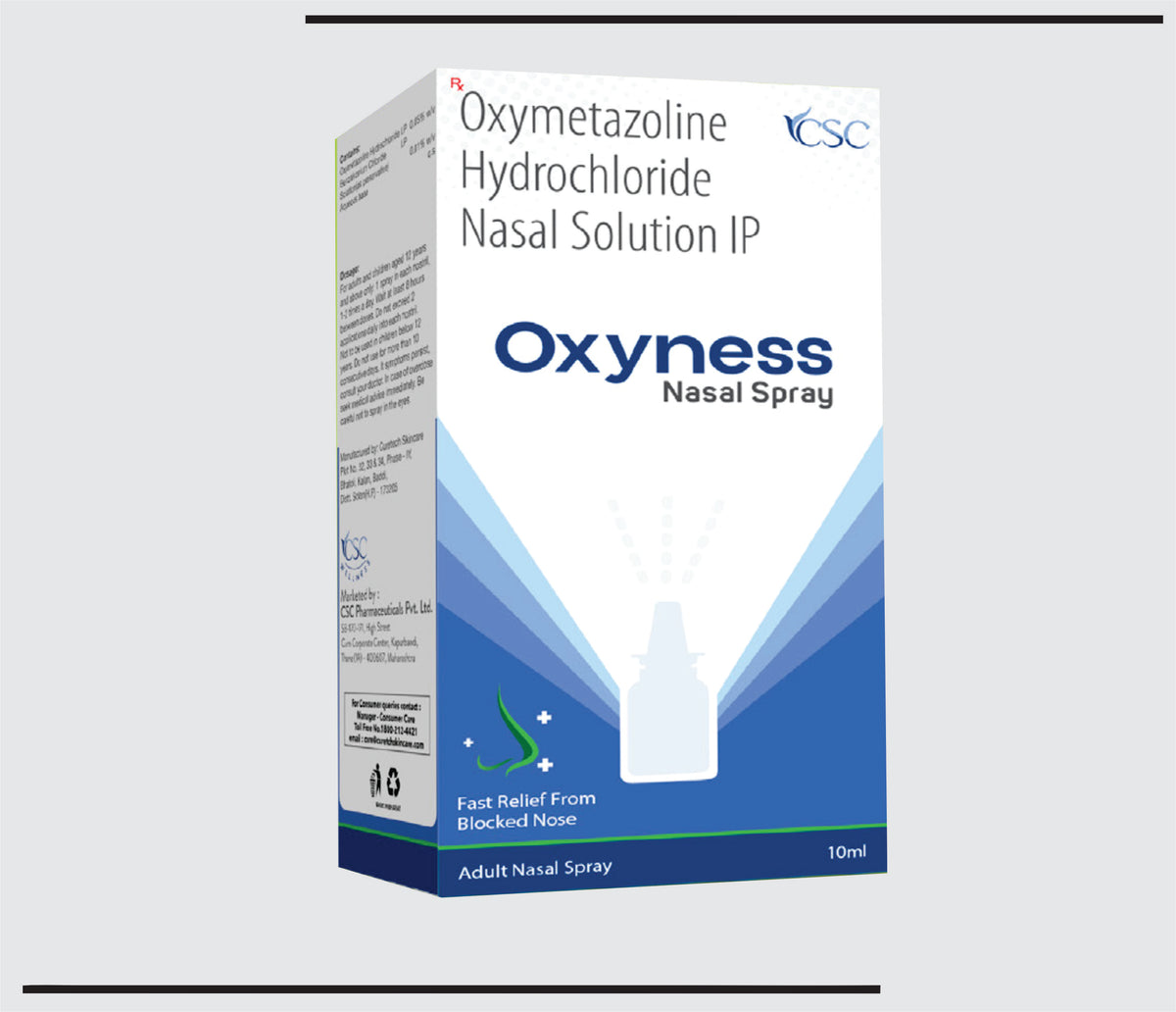 Oxyness Nasal Spray (10 ml ) Oxymetazoline 0.05%, Benzalkonium Chloride 0.01% Nasal Spray by Csc