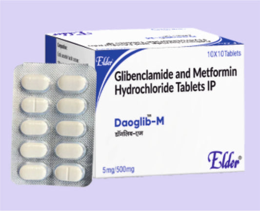 DAOGLIB M TAB (5/500 MG) 10'S ( Glibenclamide 5mg,Metformin 500mg ) by Elder