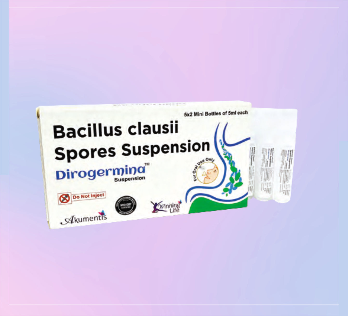 Dirogermina 10x5ML Bacillus Clausii 2 Billion Spores by Akumentis