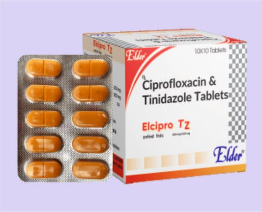 ELCIPRO TZ TABS (500/600 MG) 10'S ( Ciprofloxacin 500 mg & Tinidazole 600 mg ) by Elder