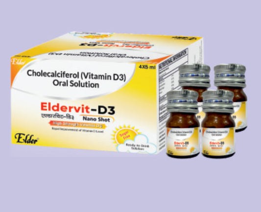 ELDERVIT D3  NANO SHOTS 4X5ML ( Cholecalciferol IP 400 IU/1ml (In Nano Droplet Form) ) by Elder
