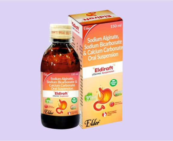 ELDIRAFT SUSPN 150ML ( Sodium Alginate 250mg,Sodium Bicarbonate 133.5mg, Calcium Carbonate 80mg ) by Elder