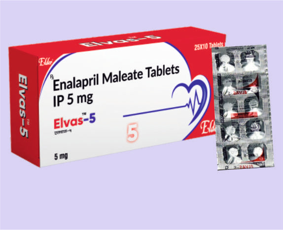 ELVAS  5 TAB 10'S ( Enalapril Maleate 5mg ) by Elder