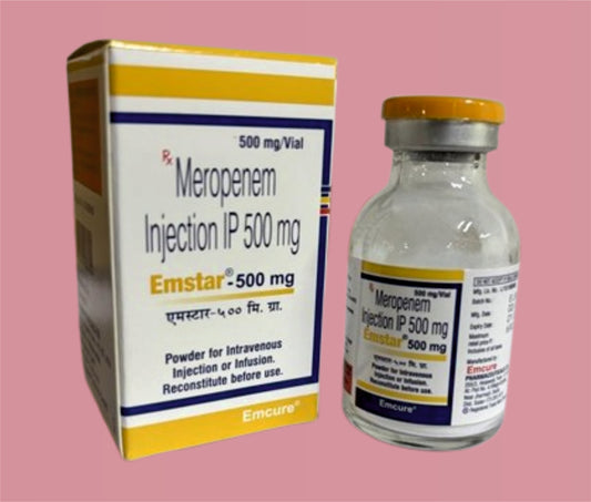 Emstar 500 Mg Inj ( Meropenem 500 Mg + Sodium Carbonate 45.10 Mg ) By Emcure
