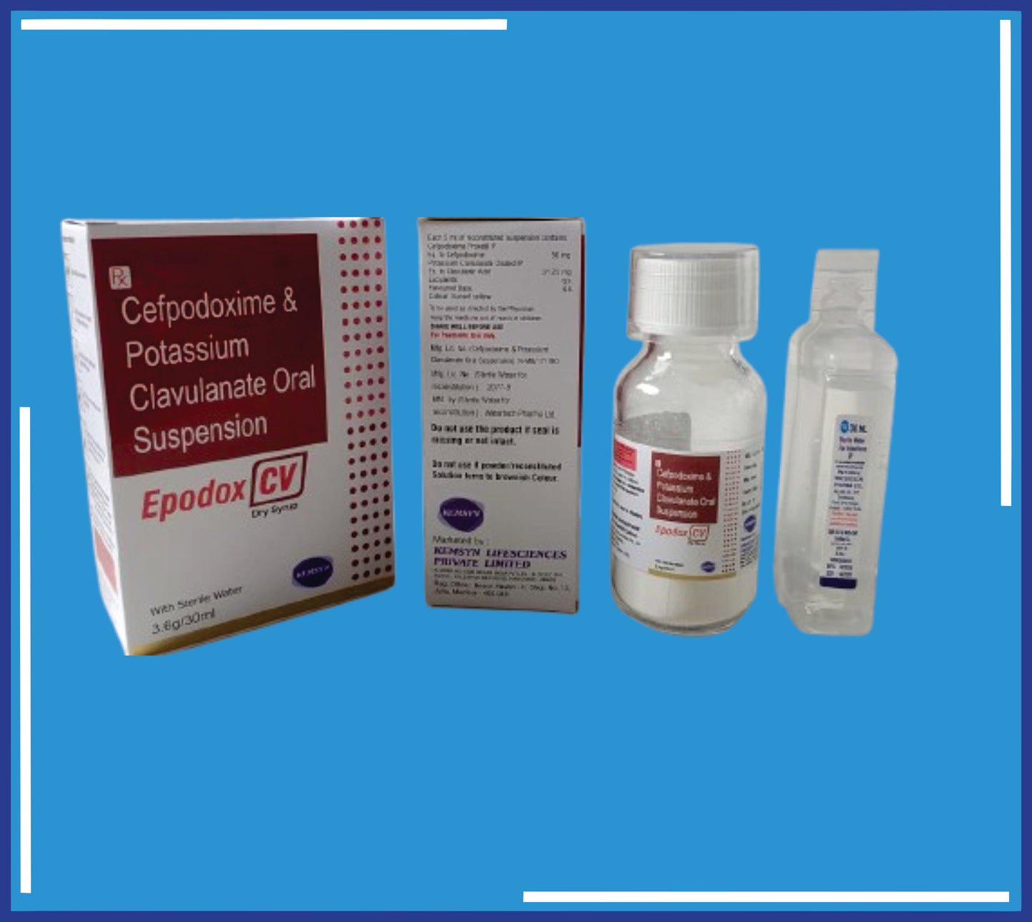 Epodox-Cv Suspension ( Cefpodoxime 50Mg+ Potassium Clavulanic Acid 31.25 Mg ) pack 30ml+SWFI by Kemsyn