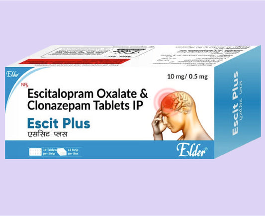 ESCIT PLUS TABS 10'S ( Escitalopram 5mg,Clonazepam  0.5mg ) by Elder