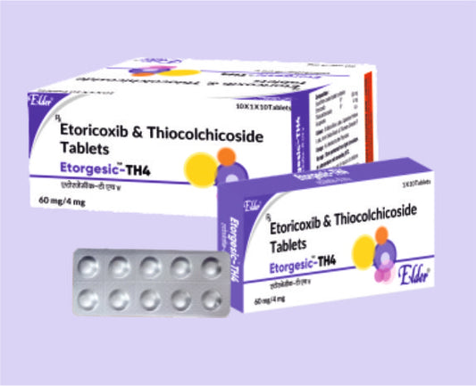 ETORGESIC-TH4 TABS (60/4 MG) 10'S ( Etorcoxib 60mg, Thiocolchide 4mg ) by Elder