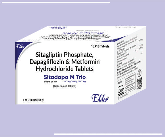 Sitadapa M 500 Trio Tabs (100/10/500) (10X10) Sitagliptin 100 Mg, Dapagliflozin 10 Mg, Metformin Er 500 Mg Tab By Elder