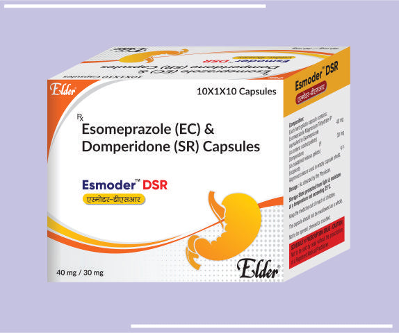Esmoder Dsr Cap (20/30 Mg) (10X1X10) Esomeprazole 20 Mg, Domperidone 30 Mg Cap By Elder