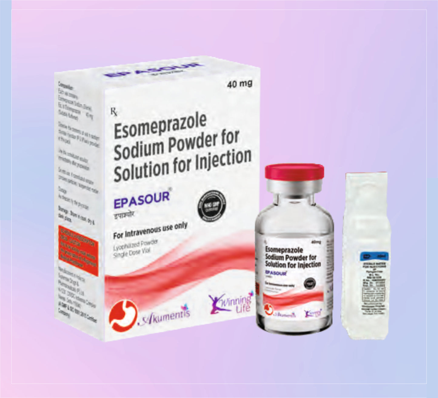 Epasour Inj. 10X1X10ML Esomeprazole 40 Mg + Sodium Chloride 0.9 % by Akumentis