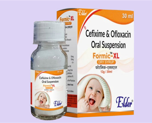 FORMIC XL SUSPN + WFI (50/50MG) 30ML ( Cefixime 50mg,Ofloxacin 50mg ) by Elder
