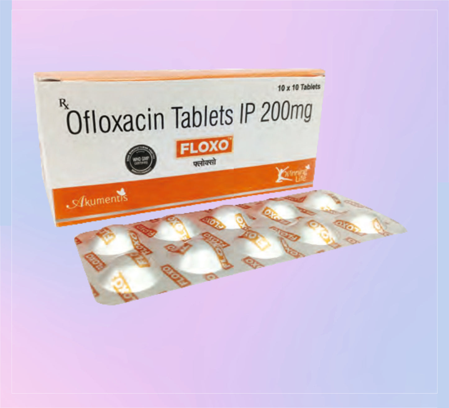 Floxo Tab (Alu) 10X10 Ofloxacin 200 Mg by Akumentis