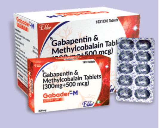 GABADER  M TAB (300/500 MCG) 10'S ( Gabapentin 300MG + Mecobalamin 500 MCG
 ) by Elder