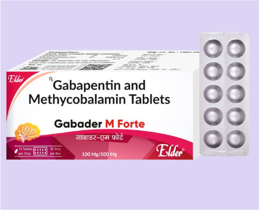 GABADER M  FORTE (100/500) 10'S ( Gabapentin 100mg,Mecobalamin 500mcg ) by Elder