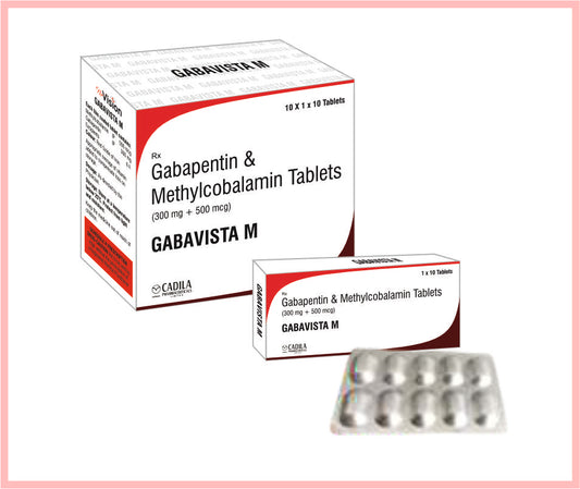 Gabavista M Tab 10X10 T 10 T ( Gabapentin 300 Mg + Methylcobalamin 500 Mcg  ) By Cadila