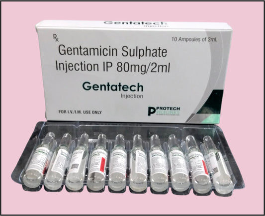 GENTATECH 2 ML AMP ( Gentamicin (80Mg/2Ml) ) by Protech