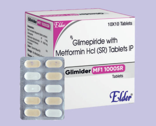 GLIMIDER MF1 1000 SR (1/1000 MG) 10'S ( Metformin Hydrochloride 1000mg + Glimepiride  1mg ) by Elder