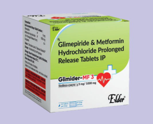 GLIMIDER MF 500/3 SR TABS (500/3MG) 10'S ( Metformin Hcl 500mg,Glimepride 3mg
 ) by Elder