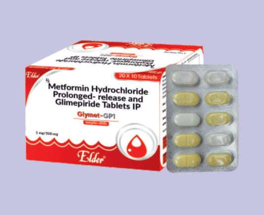 GLYMET GP1 (SR) TABS (1/500MG) 10'S ( Glimider 1mg,Metformin 500SR ) by Elder