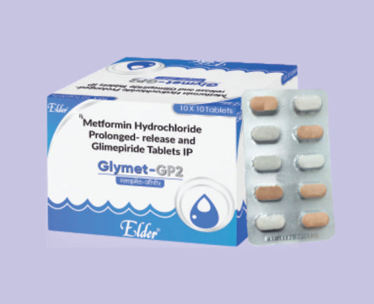 GLYMET GP2  TAB (500/2 MG) 10'S ( Metformin Hydrochloride 500 MG +Glimipride-2 MG
 ) by Elder
