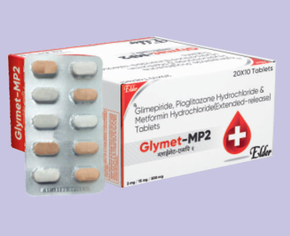 GLYMET MP2 TABS (500/15/2 MG) 10'S ( Glimepiride IP 2mg,Pioglitazone 15mg, Metformin Hydrochloride IP 500mg (Extended release) ) by Elder