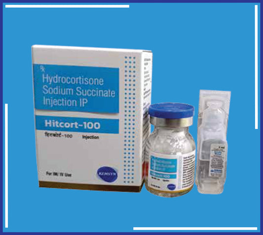 Hitcort 100 Inj ( Hydrocortisone Sodium Succinate Usp, Sterile Water For Injection I.P. 5Ml ) pack 7.5MLVial by Kemsyn