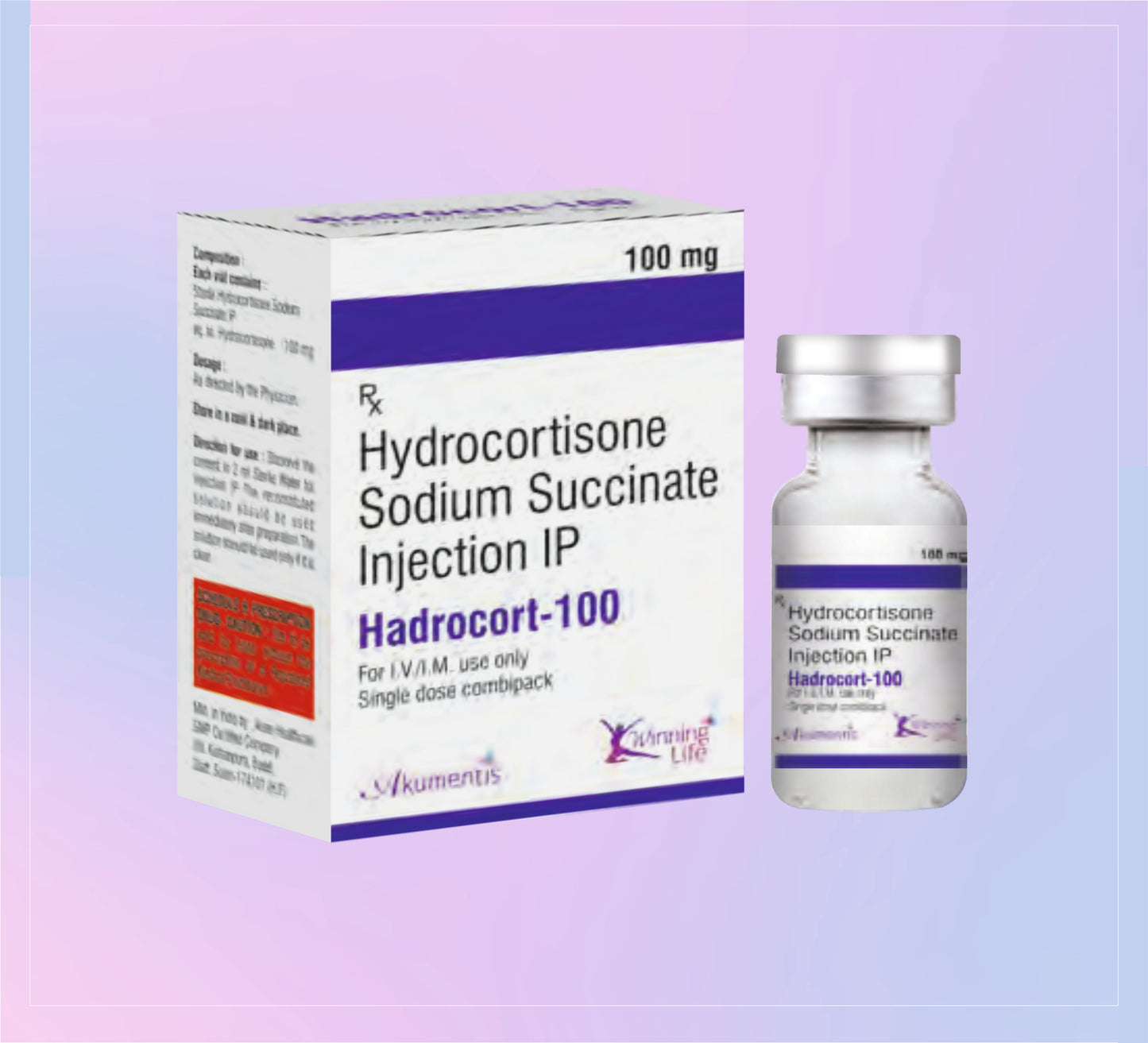 Hadrocort-100 Injection 1X5ML Hydrocortisone 100 Mg by Akumentis