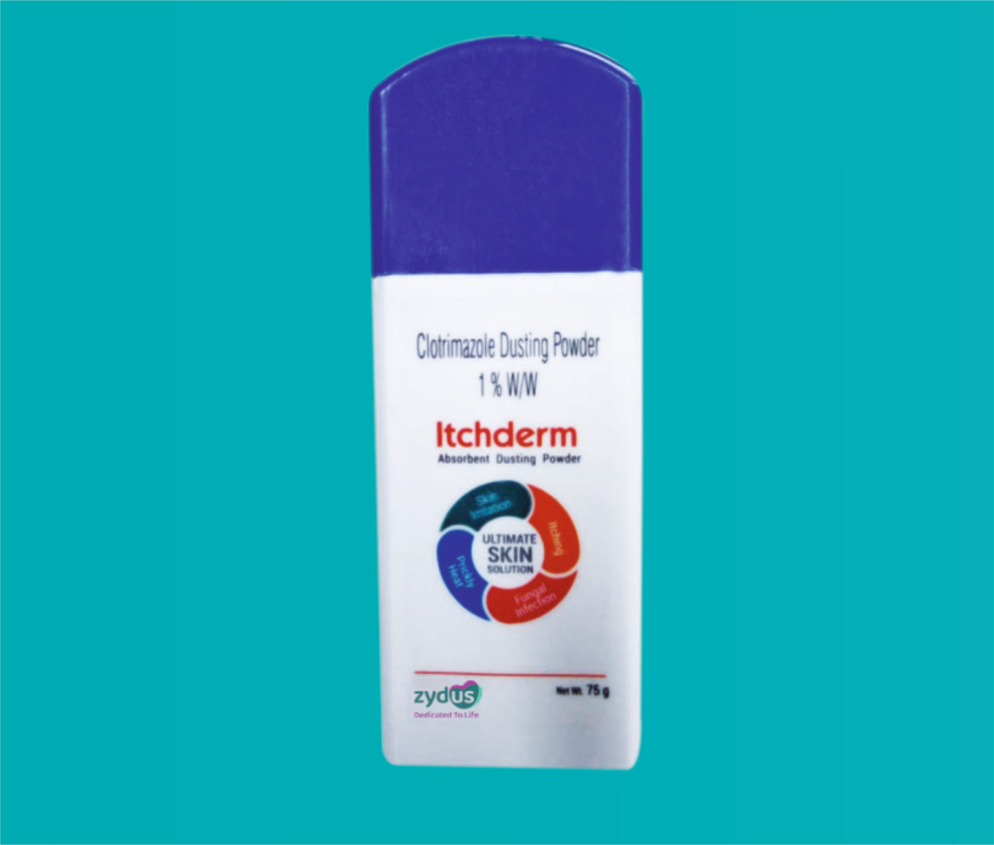 ITCHDERM DUSTING POWDER 75gm ( Clotrimazole IP 1 % w/w ) by Zydus