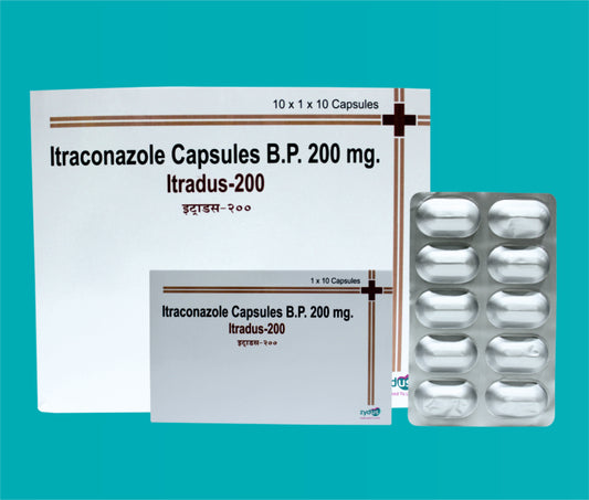 ITRADUS -200 CAPSULE. 10x1x10 ( Itraconazole 200 mg ) by Zydus